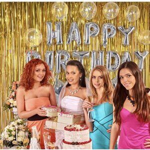 AmaoBazaar 2 Pack Photo Booth Decorations Metallic Tinsel Matt Yellow